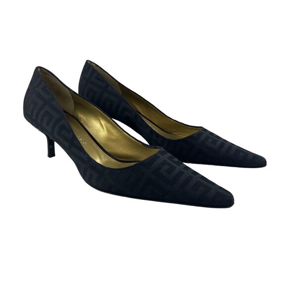 Givenchy Classic Womens Size 40 Black Monogram Pointed Toe Kitten Heel Pumps - Picture 5 of 13